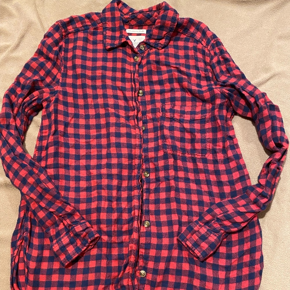 American Eagle Flannel, Red/Blue plaid, amazingly soft, Small.